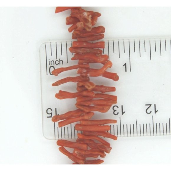 VINTAGE  925 sterling SALMON angel skin branch coral necklace 25 1/2" - Picture 6 of 7